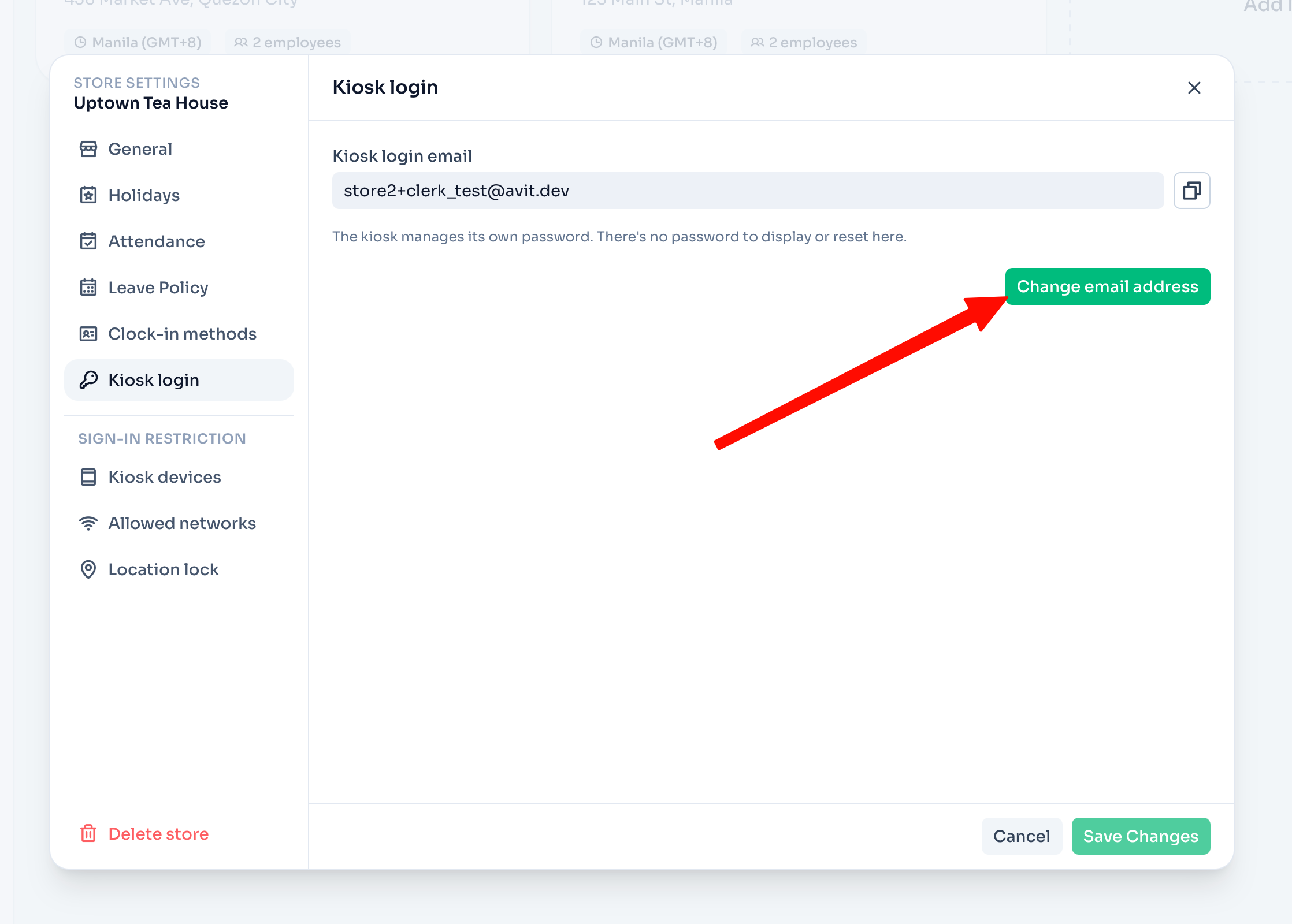 Change your kiosk login email